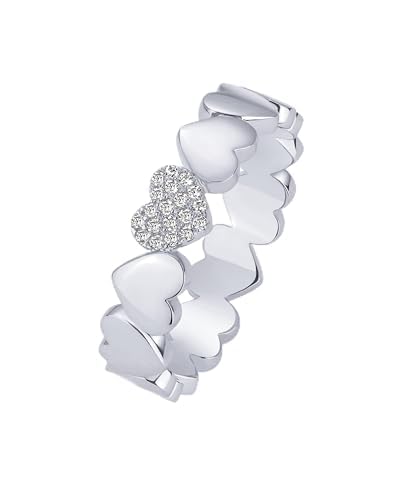 PAVOI 14K Gold Plated Heart Stackable Rings for Women | Love Valentines Statement Chunky Signet Ring Band | Friendship Rings