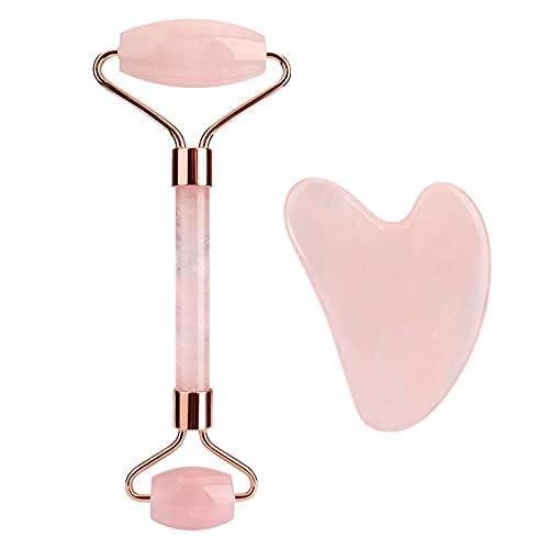 Powerest Rose Quartz Jade Face Roller and Gua Sha Set I Roller and Guasha Combo for Glowing & Healthy Skin I Face Massage Tool (B0BCFSQTGZ) Amazon Price History, Amazon Price Tracker