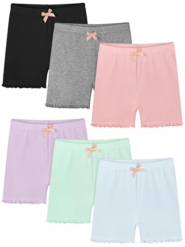 Ruisita 6 Packs Toddler and Girls Ruffled Shorts Kids Bike Cartwheel Shorts Under Dress Dance Short