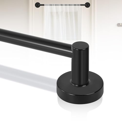 HTZON Black Magnetic Curtain Rod for Door:Magnet Curtain Rods for Classroom Whiteboard,Small Adjustable Magnetic Towel Bar,Tool-Free French Magnet Pole with Leather Protective Cover No Drilling 16-28