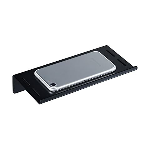 Aothpher Wall Mounted Carbon Steel Bathroom Toilet Paper Phone Holder Shelf, Matte Black Cover