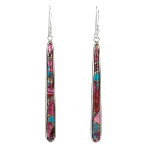 Turquoise Earrings in Sterling Silver & Genuine Gemstones 2.5