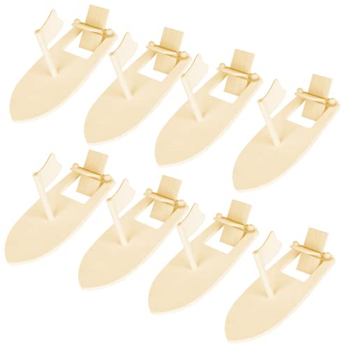 Herefun Holzboot Spielzeug, 8 Stück Holz Segelboot Set Malen DIY, Mini Holz Segelboot Lernspielzeug, Kinder Holzspielzeug Jungen Handwerk DIY Kinderspielzeug Bemalen und Dekorieren