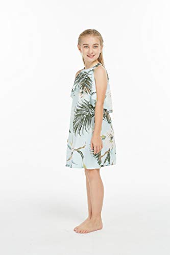 Image of Wispy Cereus Light Blue Family Matching Hawaiian Clothes | Family Matching Outfits • Soft Rayon Fabric • Tropical Floral Print • Vacation Ready • Luau Party Wear