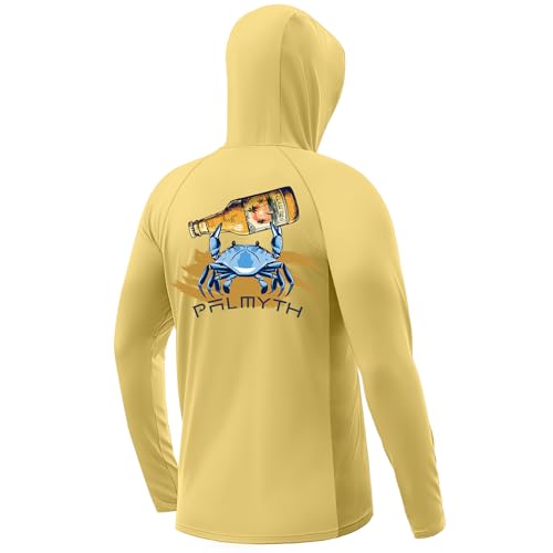 Opiniones y reviews de Ropa de Pesca los más recomendados. 48 Palmyth - Sudadera con capucha de pesca para hombre, manga larga, protección solar UV UPF 50+, Amarillo/Cangrejo, M