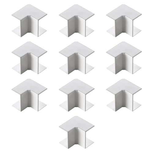 Confezione da 10, Angolo interno per minicanalina 20x10mm, bianco, in PVC, tecnopolimero ad alta resistenza, mini canaline, canale per cavi elettrici