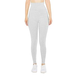 American Apparel Women's Cotton Spandex Jersey High-Waist Leggings, Heather Grey, Medium