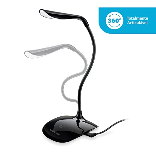 Luminária LED Multilaser USB 3 Níveis De Luz Preta - AC272