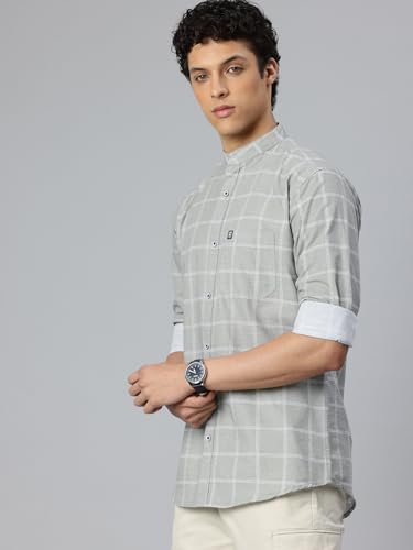 Image of Majestic Man Men's Pure Cotton Mandarin Collar Slim Fit Casual Shirt