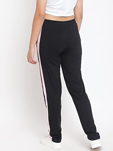 Image of Li'l Tomatoes Girls Cotton Trackpant | Side Stripe Design | Soft & Comfortable Casual Wear | Drawstring Waist | 7-16 Years