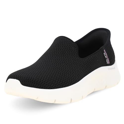 Skechers Women's Hands Free Slip ins Go Walk Flex Relish, Zapatillas Mujer, Black Textile/White Trim, 38 EU