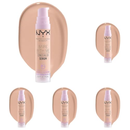 NYX Professional Makeup Bare With Me Concealer Serum, Natural, Medium Coverage, Light, 9.6ml (Pack of 5)