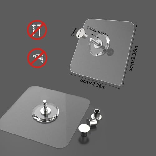 Image of 14 Pack Adhesive Wall Hooks, Wall Hangers Without Nails, No Damage Picture Hooks Waterproof and Rustproof to use Inside Kitchen, Bathroom, Home and Office(14mm)
