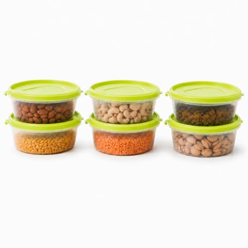 Image of Cutting EDGE Nesterware 500ml Stackable Food Container (Set of 6, Green) | BPA-free plastic, stackable design, leak-proof, kitchen storage, pantry, fridge, meal prep, reusable, travel use