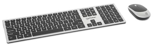 Image of Manhattan Wireless USB Keyboard and Mouse Combo Set - Full-Size, Scissor Key Design, Quiet Typing, 1200 DPI Optical Mouse, Plug & Play Compatibility - 180788