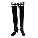 COSGOGO Yor Forger Cosplay Shoes for Anime Lack Shoes Heel Tall Boots Cos Long Boots Halloween Women Men Custom Made Anime (7,Women Size)