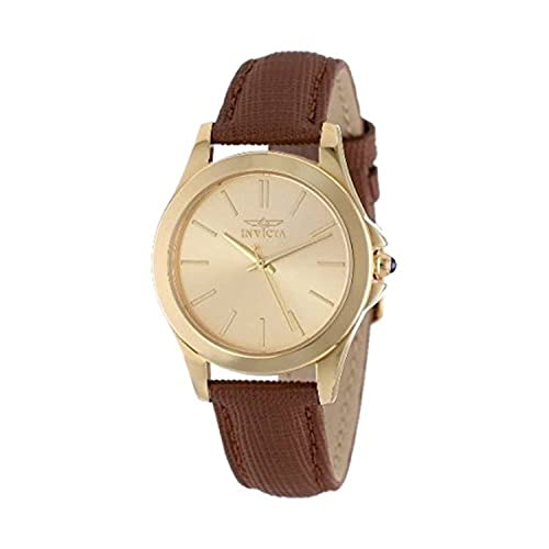 [CrN^]Invicta rv 15150 Angel Gold Tone Dial Brown Genuine Leather fB[X [sAi]