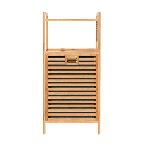 Bamboo Tilt-Out Laundry Hamper Cabinet, Bathroom Storage Cabinet With Basket, Shelves And Handles For Clothes, Bedroom, Bathroom And Closet #TOP6