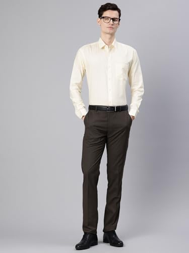Image of Majestic Man Men's Solid Cotton Blend Wrinkle-Resistant Slim Fit Easy-Iron Formal & Office Wear
