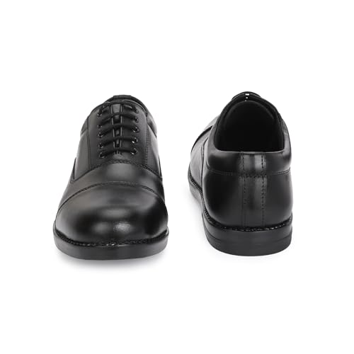 Image of Mikaasa Leather Formal Oxford Shoes for Men, Police and Officer Duty Lace-Up Mid Top Shoes with Cushioned Insole, Durable Sole and Classic Design, Comfortable Formal Footwear