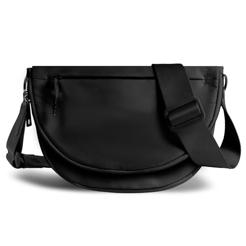 Crescent Bag for Women and Men, Fashion Medium Nylon Folding Crescent Moon Bag Single Shoulder Bag with Adjustable Strap