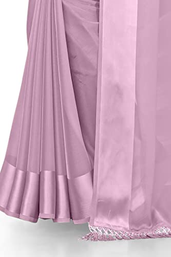Image of MIRCHI FASHION Women's Stylish Satin Chiffon Solid Saree with Blouse Piece