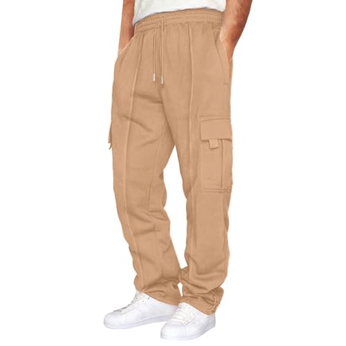 Men Cargo Sweatpants Fashion Baggy Joggers Pants Elastic Wide Leg Outdoor Sweatpants Stretch Streetwear Trouser Pocket