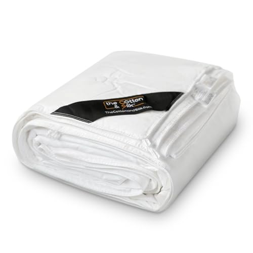 The Cotton & Silk® 100% Mulberry Silk Filled Comforter for Spring/Summer/Fall - Luxury, Ultra Soft, Breathable, Naturally Body-Hugging Silk Duvet Insert/Bedding Blanket - King Size