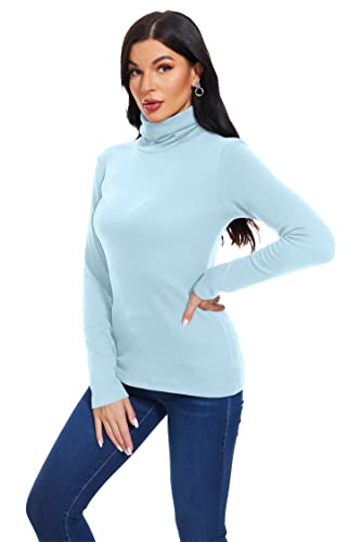 Image of TAIPOVE Cotton Fleece Lined Turtleneck Top for Women Long Sleeve Mock Turtle Neck Lightweight Sweater Thermal Underwear Shirt