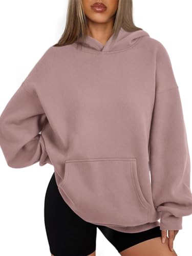 ATHMILE Womens Oversized Hoodies Fleece Sweatshirts with Pocket Dark Pink - image 2