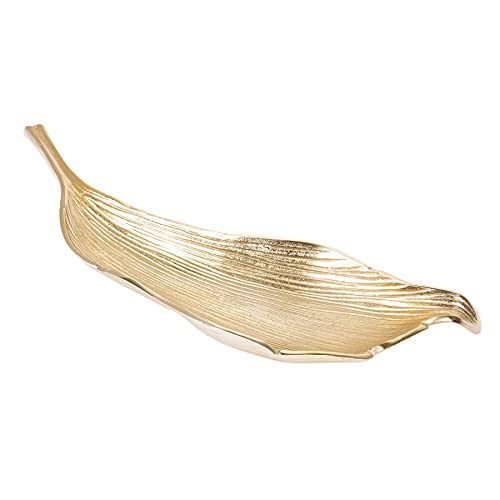 Riess Ambiente Handgefertigte Deko Schale LEAF 64cm gold Aluminium im Blattdesign Dekoschale Obstschale Wohnaccessoire