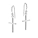 AeraVida Simple Skinny Cross .925 Silver Dangle Earrings | Cross Earrings for Women | Sterling Silver Dangle Cross Earrings | Womens Cross Earrings