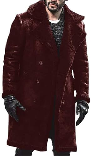 Zwarte Wollen Jassen Wol Trenchcoat 2024 Nieuwe Mannen Winter Casual Mode Warme Jas Lam Suede Jas Regenjas Heren, Zwart, L