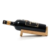 Somonka-L Single Wine Bottle Holder, Personalized Bamboo Wine Bottle Holder Stand Display Table Top Wine Rack Countertop Wine Holders Organizer for Dining Table, Cabinet Etc