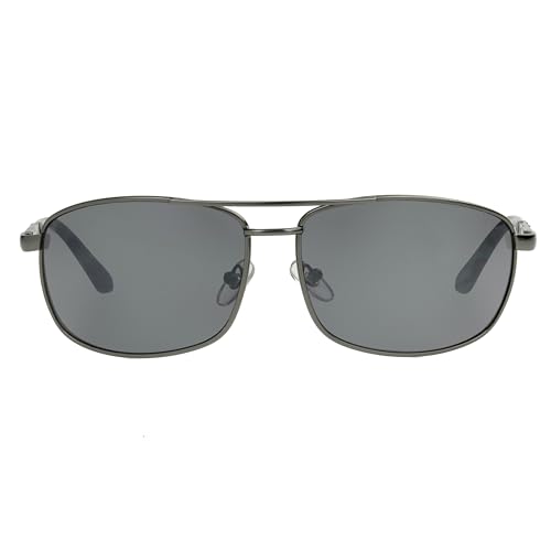 Foster Grant Men's Oscar Wrap Sunglasses, Gunmetal/Smoke, 64 mm2