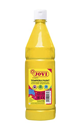 Jovi - Gouache liquide, bouteille de 1L, Jaune, Peinture à base naturelle, Facile à laver, Sans gluten, Idéal pour l'école