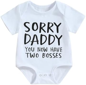 WZTYYDS Infant Baby Girls Short Sleeve Letter Print Romper 6 12 18 24 Months Clothes Summer Casual Jumpsuit (B-White, 0-6 Months)