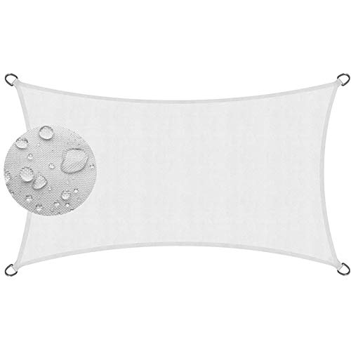 COUEO Toldo Vela de Sombra 5.5x6m Resistente a la Intemperie Protección Solar, Toldo Vela IKEA Kit de Montaje para Toldo para Patio Exteriores, Blanco