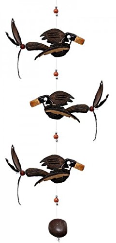 Carillon éolien en bois 3 oiseaux 81 cm