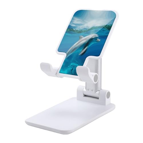 Support téléphone pliable réglable iPhone Android dauphin bleu