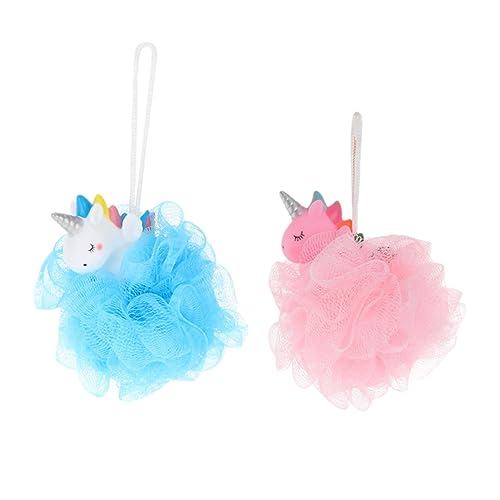 Beaupretty 2個沐浴球 子供用カートゥーン独角獣バスボール 深肌洗浄スクラバ