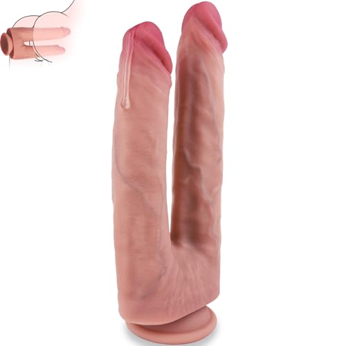 Huge Double Dildo Sex Toys Realistic Double Sided Dildos for G-spot Anus Dual Pleasure Silicone Anal Dildos with Suction Cup Big Thick Dildo Flexible Adult Toys for Women Men Lesbian 10.8