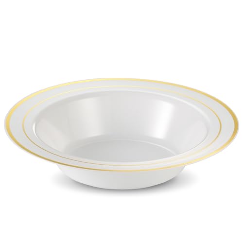 Munfix MB1250GR 50 Gold Plastic Bowls Set, 12Oz Disposable Soup Bowls thumb #1