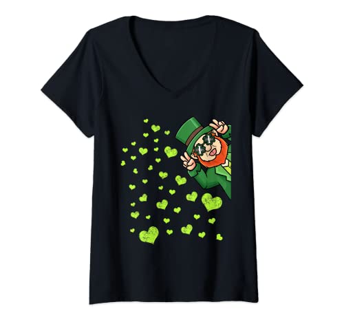 Damen Leprechaun St. Patricks Day Damen Jungen Kinder Irish T-Shirt mit V-Ausschnitt