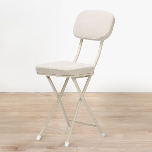 サンワダイレクト 折りたたみチェア コンパクト 軽量 クッション パイプ 布 背もたれ 持ち運び キッチン ファブリック スリム 完成品 ベージュ 150-SNCH53BG
