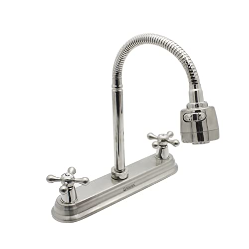 Solvex 2 Handle Bathroom Faucet 4 Inch Centerset Bathroom Sink Faucet,3 Hole Bathroom Faucet Brushed Nickel,Swivel Spout Faucet,Bathroom Basin Faucet With Deck Mounted Cross Handle,Sp-40065-2 #TOP11