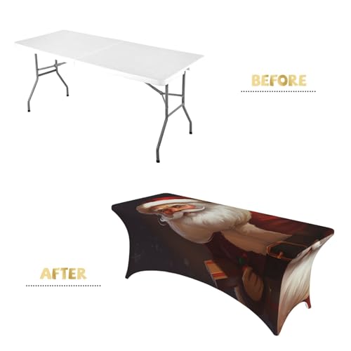 Nappe de table rectangulaire en élasthanne infroissable pour banquet noir