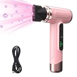 Cordless Travel Hair Dryer Rechargeable, 3 Speeds or 3 Temperatures, Digital Screen Compact, Lightweight, Fast Drying for Women or Men on the Go (Pink)
