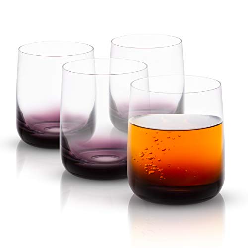 JoyJolt Black Swan Double Old Fashion Glasses, Premium Crystal Glassware, 13.7 Oz Capacity, Set Of 4