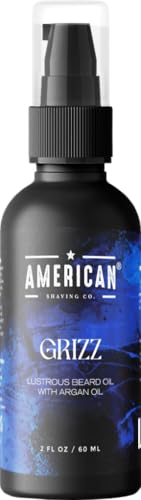 American Shaving Co. Grizz Organic Beard Oil for Men | 100% Pure Argan Oil & Conditioner | Non-Greasy Beard Softener for Thicker, Fuller Growth | Best Premium Grooming Product | USA Made
